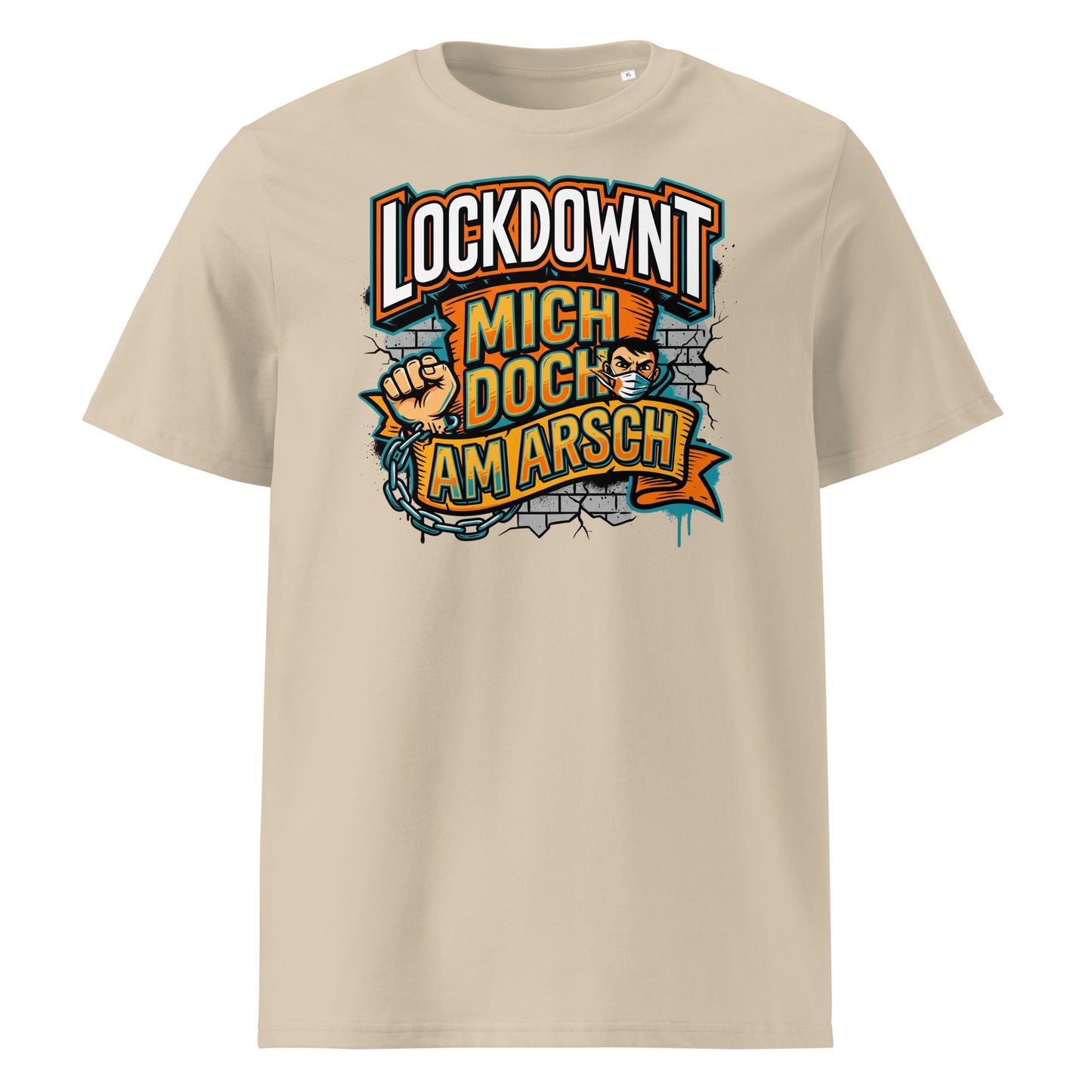 Desert Dust (Lifestyle): Herren Bio T-Shirt Lockdownt Desert Dust von TextilRebell – GOTS-zertifiziert, 180 g/m², nachhaltiger Streetwear-Style