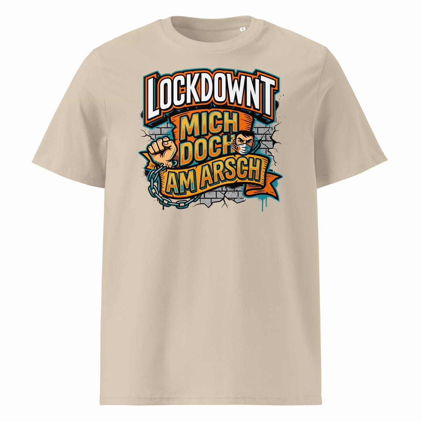 Desert Dust (Lifestyle): Herren Bio T-Shirt Lockdownt Desert Dust von TextilRebell – GOTS-zertifiziert, 180 g/m², nachhaltiger Streetwear-Style