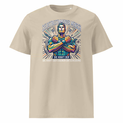 Herren Bio-Baumwolle T-Shirt Kraft in Desert Dust – Frontansicht, GOTS-zertifizierte Bio-Baumwolle, 180 g/m², TextilRebell