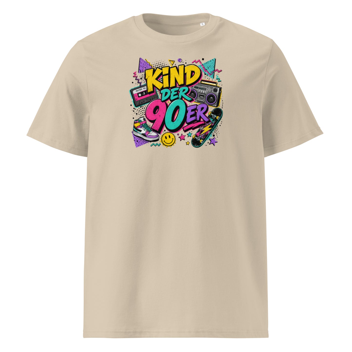  „Herren T-Shirt Kind der 90er – 100% Bio-Baumwolle, GOTS zertifiziert, Farbe Desert Dust"