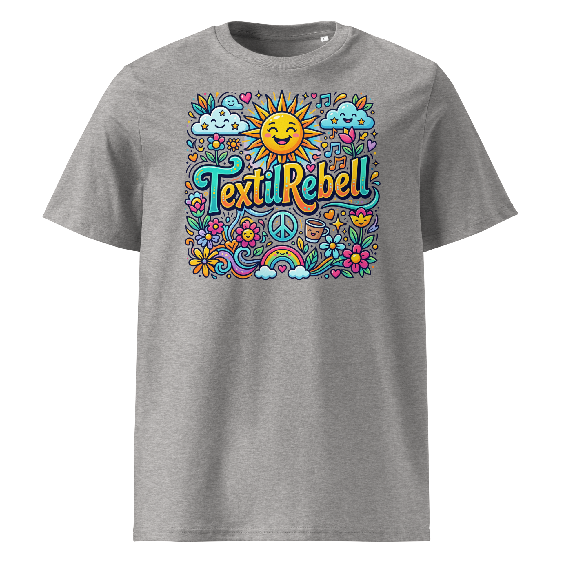 Damen Bio-Baumwolle T-Shirt GOTS-zertifiziert „Sonne" in Heather Grau – TextilRebell