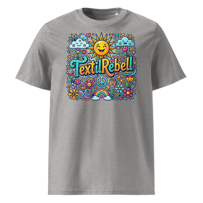 Damen Bio-Baumwolle T-Shirt GOTS-zertifiziert „Sonne" in Heather Grau – TextilRebell