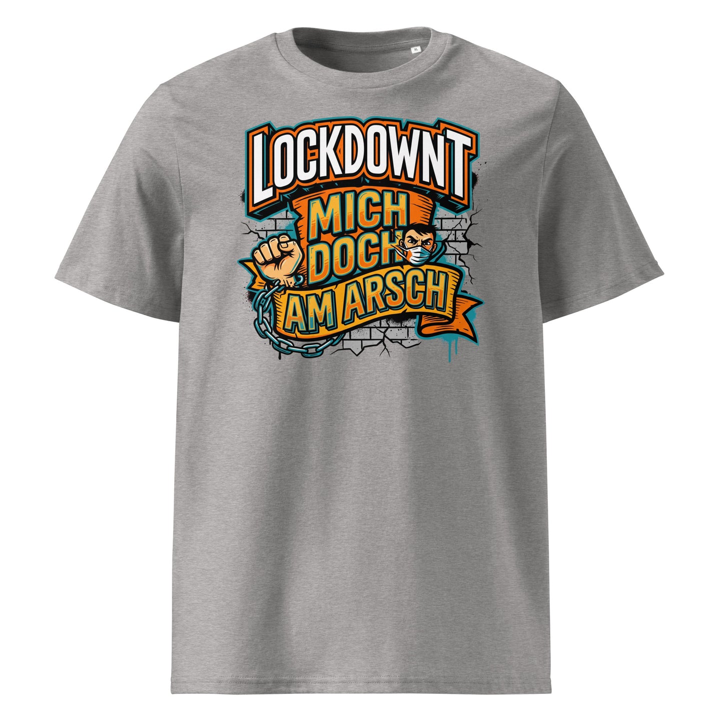Heather Grau (Lifestyle): Herren Bio T-Shirt Lockdownt Heather Grau von TextilRebell – GOTS-zertifiziert, 180 g/m², nachhaltiger Streetwear-Style