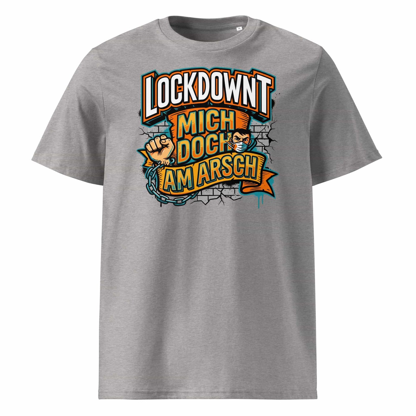 Heather Grau (Lifestyle): Herren Bio T-Shirt Lockdownt Heather Grau von TextilRebell – GOTS-zertifiziert, 180 g/m², nachhaltiger Streetwear-Style