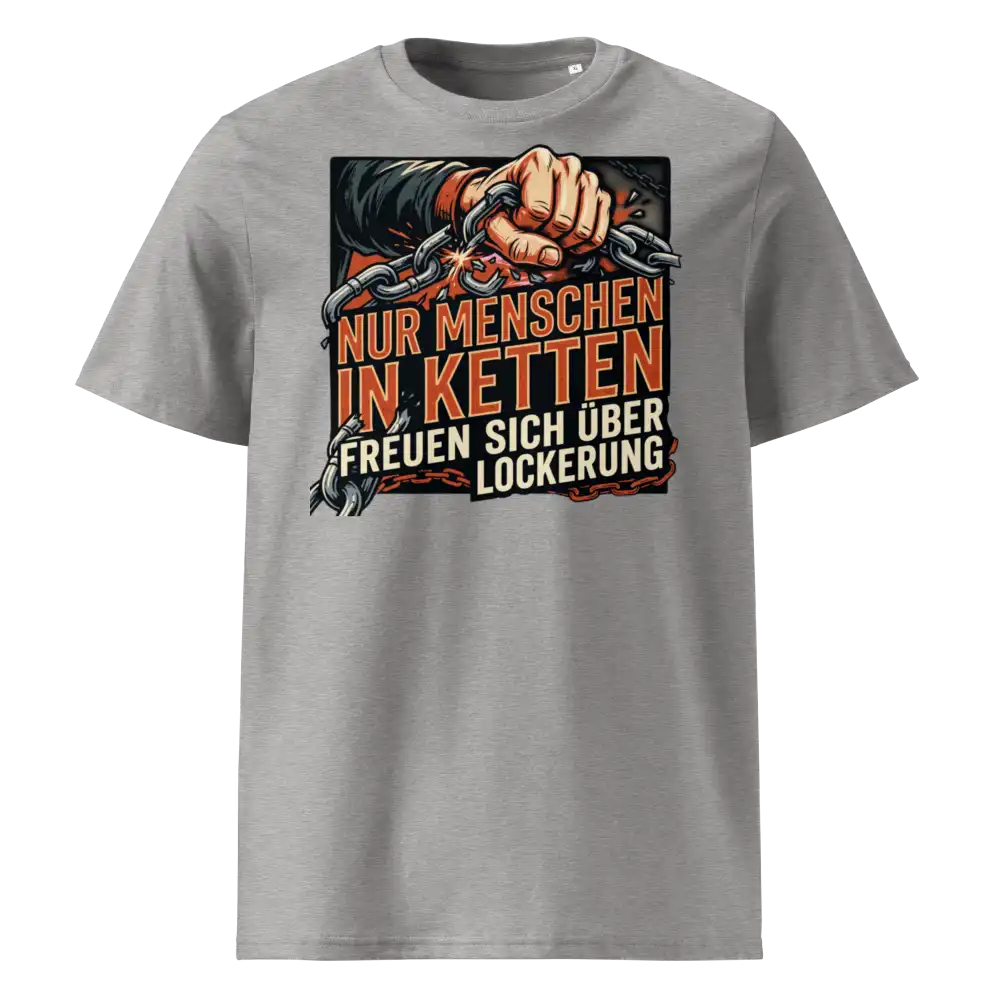 Herren Bio T-Shirt Heather Grau 180g/m² – Statement-Print "In Ketten" – 100% Bio-Baumwolle GOTS nachhaltig heather-grey | TextilRebell