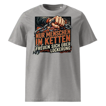 Herren Bio T-Shirt Heather Grau 180g/m² – Statement-Print "In Ketten" – 100% Bio-Baumwolle GOTS nachhaltig heather-grey | TextilRebell