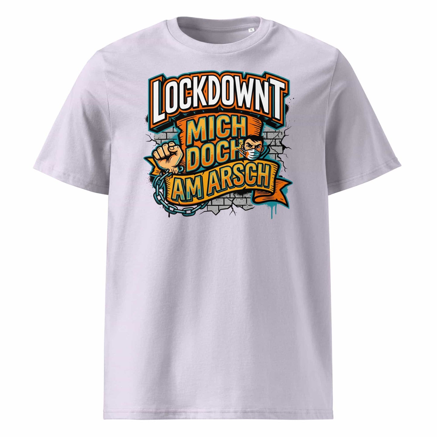 Lavendel (Lifestyle): Herren Bio T-Shirt Lockdownt Lavendel von TextilRebell – GOTS-zertifiziert, 180 g/m², Statement Streetwear