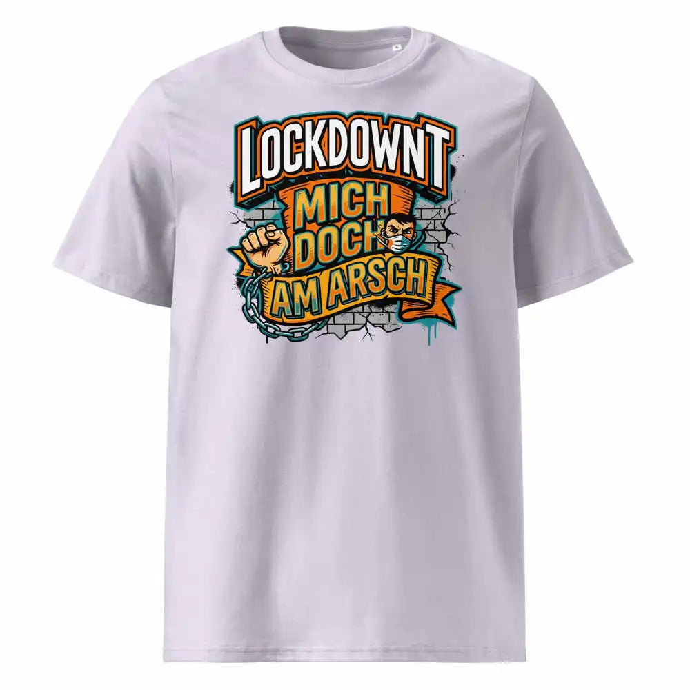 Herren Bio T-Shirt Lockdownt Lavendel von TextilRebell – GOTS-zertifiziert, 180 g/m², Statement Streetwear
