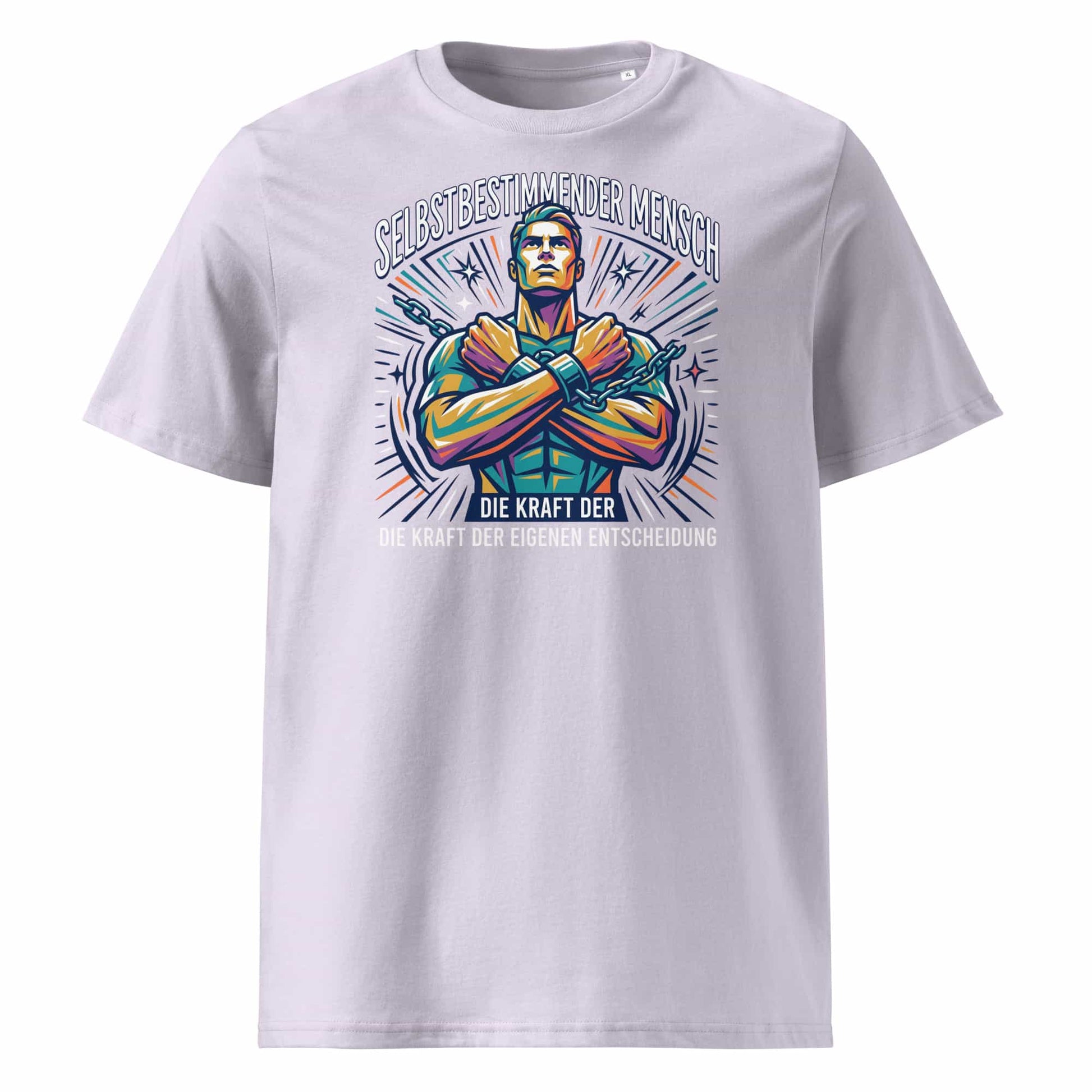 Herren Bio-Baumwolle T-Shirt Kraft in Lavendel – Frontansicht, GOTS-zertifizierte Bio-Baumwolle, 180 g/m², TextilRebell