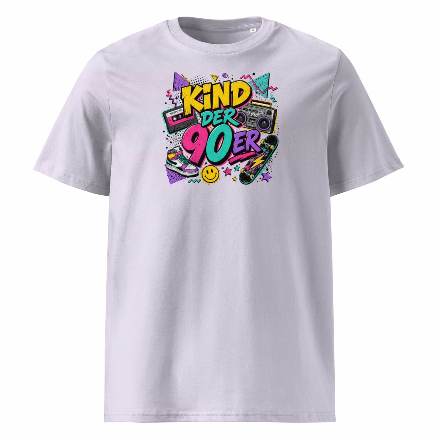  „Herren T-Shirt Kind der 90er – 100% Bio-Baumwolle, GOTS zertifiziert, Farbe Lavendel"