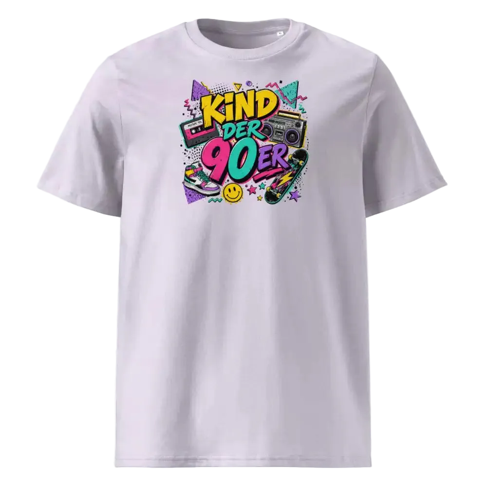  „Herren T-Shirt Kind der 90er – 100% Bio-Baumwolle, GOTS zertifiziert, Farbe Lavendel"