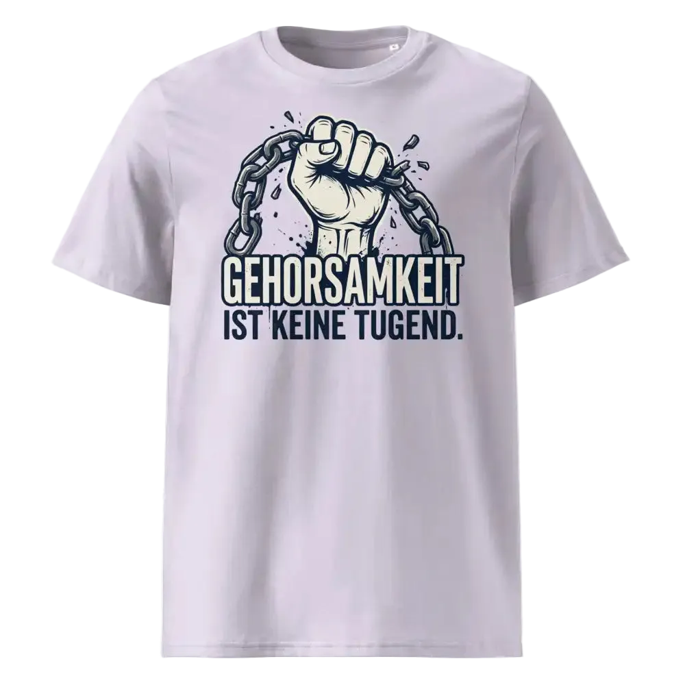 „Herren Bio T-Shirt Gehorsamkeit Lavendel von TextilRebell – 100% GOTS-zertifizierte Bio-Baumwolle, nachhaltiges Statement Streetwear"