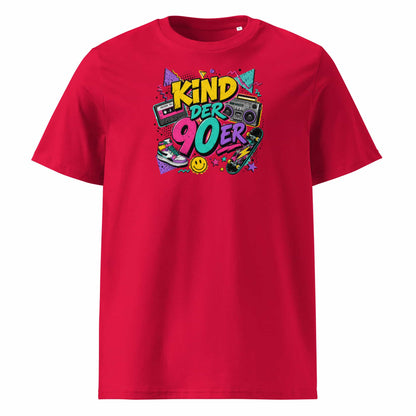 „Herren T-Shirt Kind der 90er – 100% Bio-Baumwolle, GOTS zertifiziert, Farbe Rot 