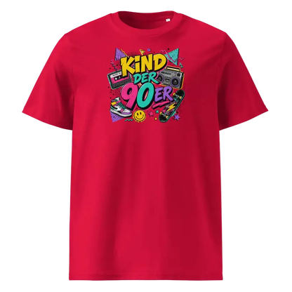  „Herren T-Shirt Kind der 90er – 100% Bio-Baumwolle, GOTS zertifiziert, Farbe Rot 