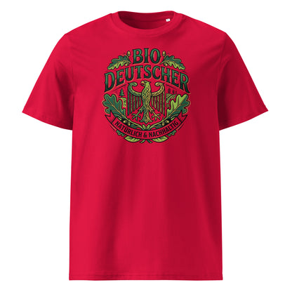 Herren Bio T-Shirt Rot mit Bio Deutscher Adler Print – GOTS-zertifiziert | TextilRebell