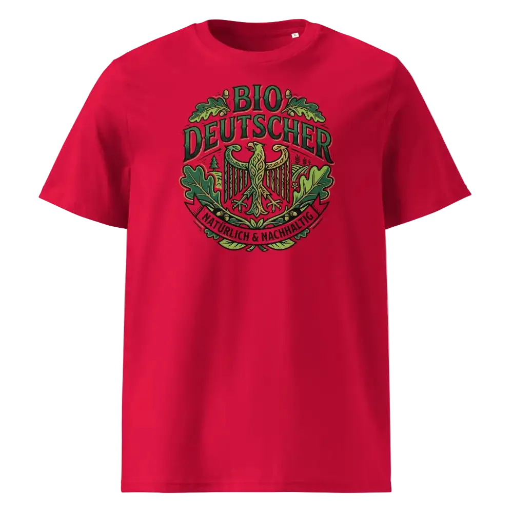  Herren Bio T-Shirt Rot mit Bio Deutscher Adler Print – GOTS-zertifiziert | TextilRebell