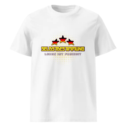 Weiß: Herren Bio T-Shirt Selbstbestimmung Weiß von TextilRebell – GOTS-zertifiziert, 180 g/m², faire Produktion