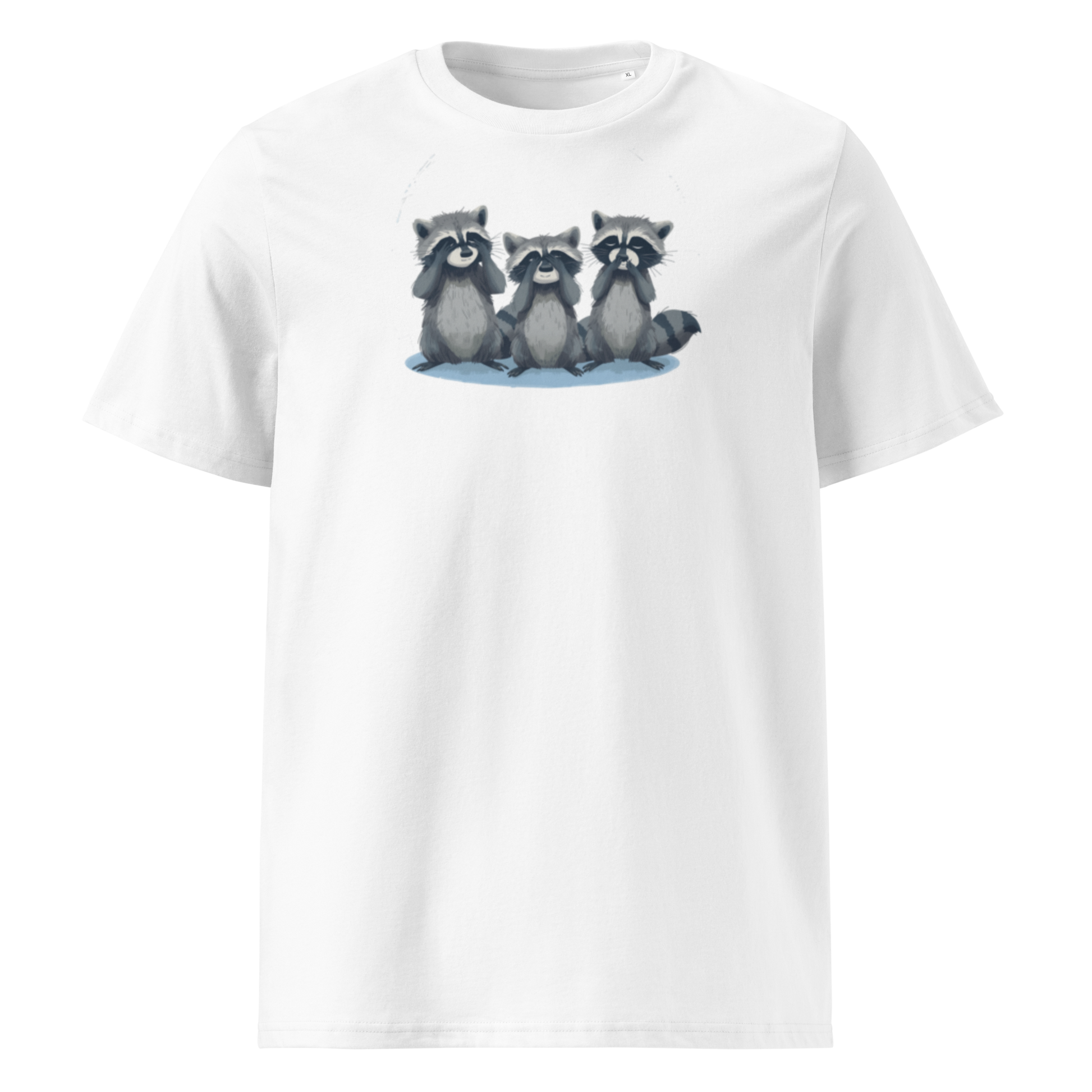 Weiß: Damen Bio T-Shirt Waschbär Weiß von TextilRebell – GOTS-zertifiziert, 180 g/m², faire Produktion