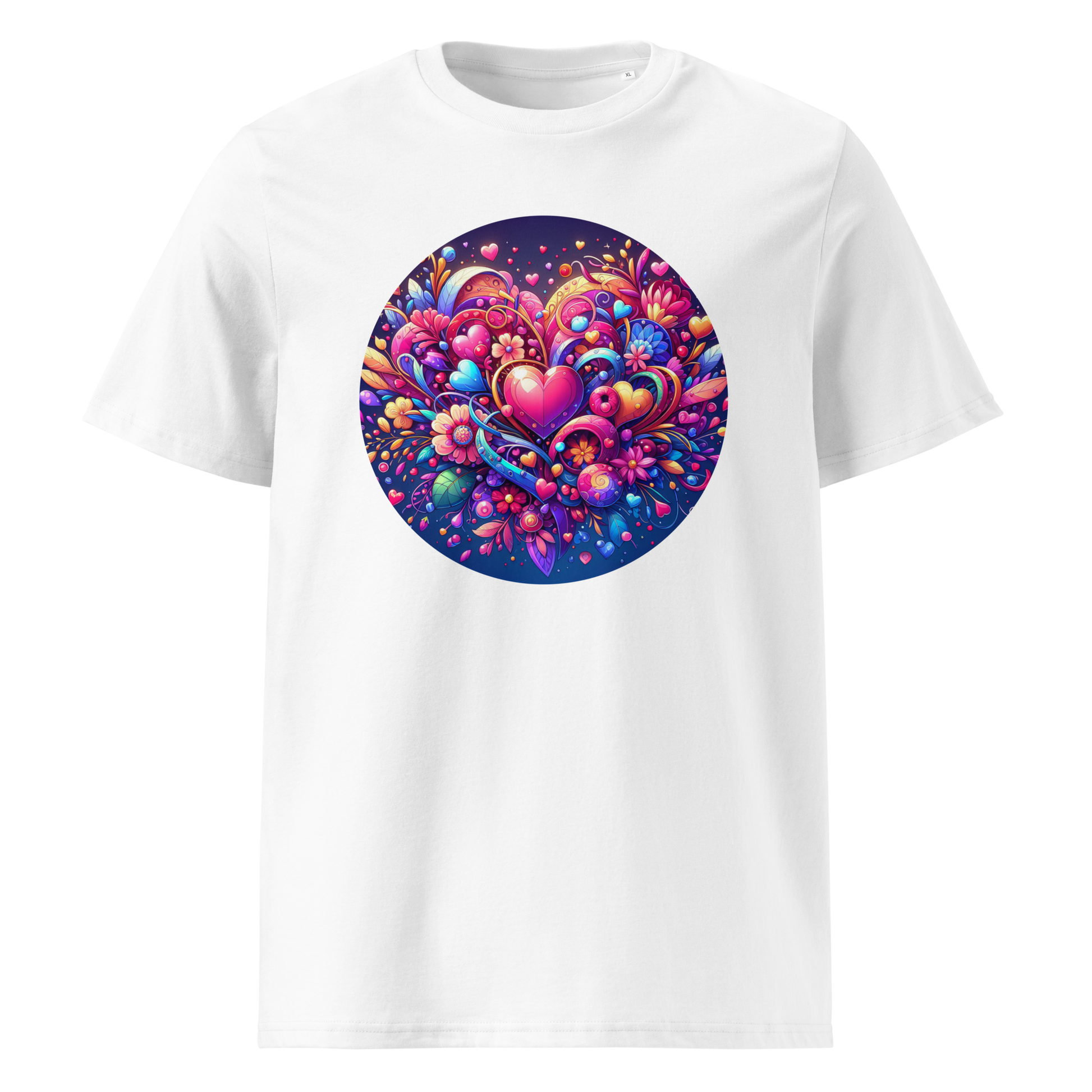 Weiß: Damen Bio T-Shirt Herzen Weiß von TextilRebell – GOTS-zertifiziert, 180 g/m², faire Produktion