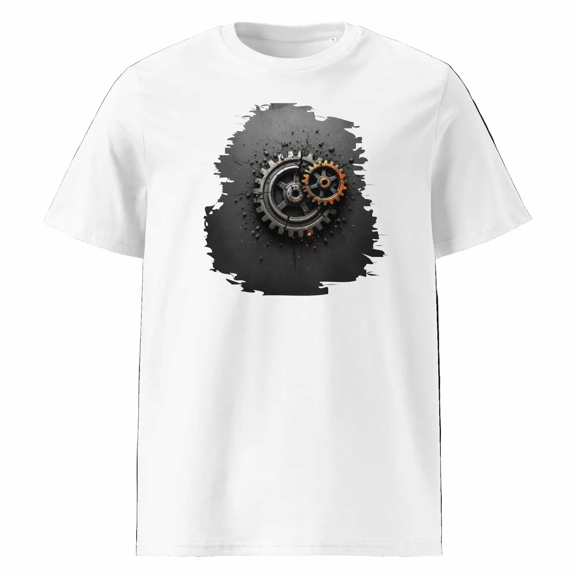 Weiß: Herren Bio T-Shirt Zahnräder Weiß von TextilRebell – GOTS-zertifiziert, 180 g/m², faire Produktion