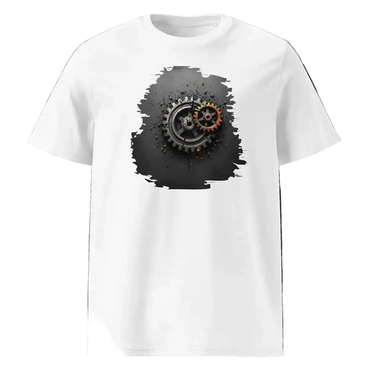  Herren Bio T-Shirt Zahnräder Weiß von TextilRebell – GOTS-zertifiziert, 180 g/m², faire Produktion