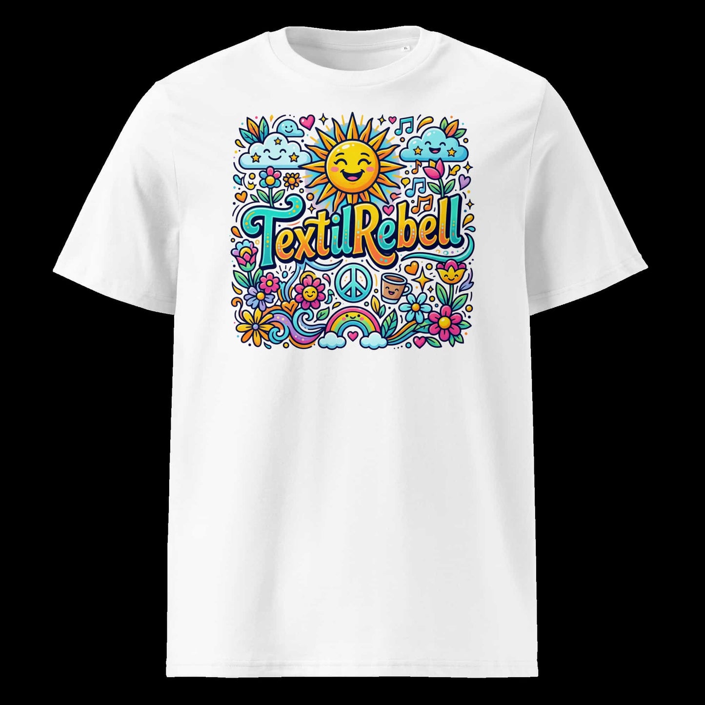 Damen Bio-Baumwolle T-Shirt GOTS-zertifiziert „Sonne" in Weiß – TextilRebell
