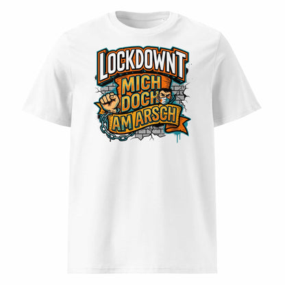 Weiß (Lifestyle): Herren Bio T-Shirt Lockdownt Weiß von TextilRebell – GOTS-zertifiziert, 180 g/m², Statement Streetwear