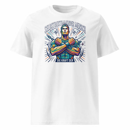 Herren Bio-Baumwolle T-Shirt Kraft in Weiß – Frontansicht, GOTS-zertifizierte Bio-Baumwolle, 180 g/m², TextilRebell