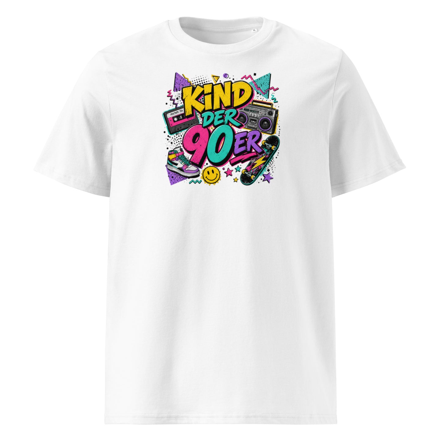 „Herren T-Shirt Kind der 90er – 100% Bio-Baumwolle, GOTS zertifiziert, Farbe Weiß"