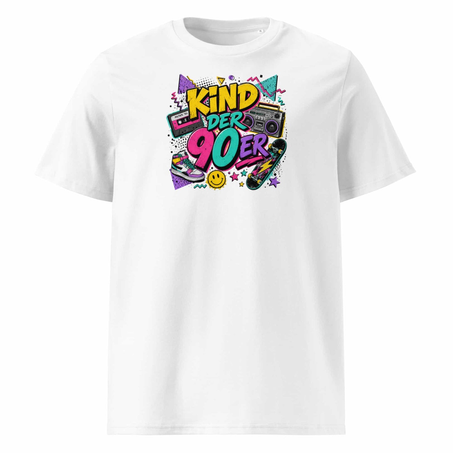 „Herren T-Shirt Kind der 90er – 100% Bio-Baumwolle, GOTS zertifiziert, Farbe Weiß"