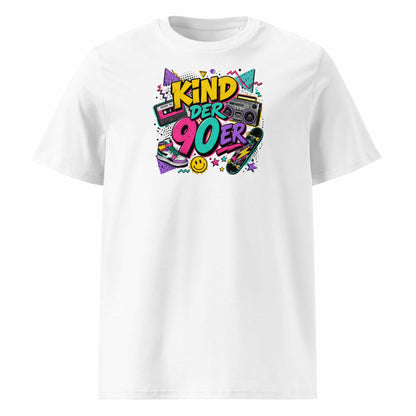 „Herren T-Shirt Kind der 90er – 100% Bio-Baumwolle, GOTS zertifiziert, Farbe Weiß"
