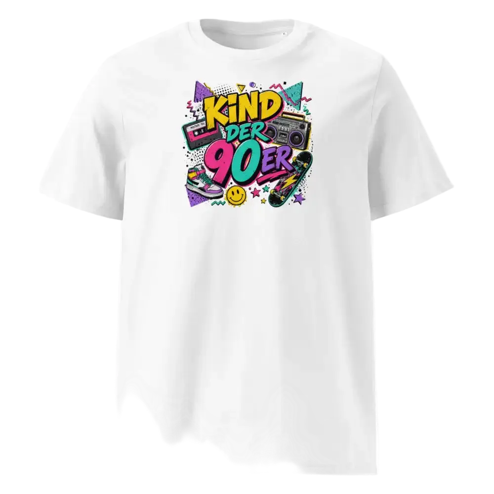 „Herren T-Shirt Kind der 90er – 100% Bio-Baumwolle, GOTS zertifiziert, Farbe Weiß"
