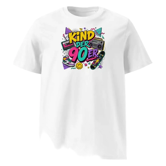 „Herren T-Shirt Kind der 90er – 100% Bio-Baumwolle, GOTS zertifiziert, Farbe Weiß"