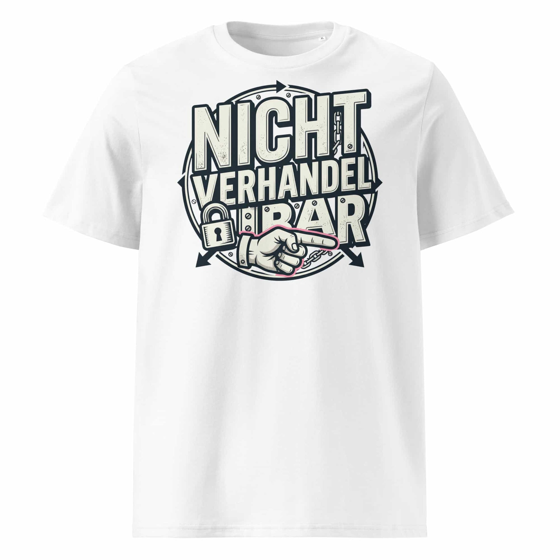 : „Herren Bio T-Shirt Weiß Frontansicht – GOTS-zertifiziert | TextilRebell"
