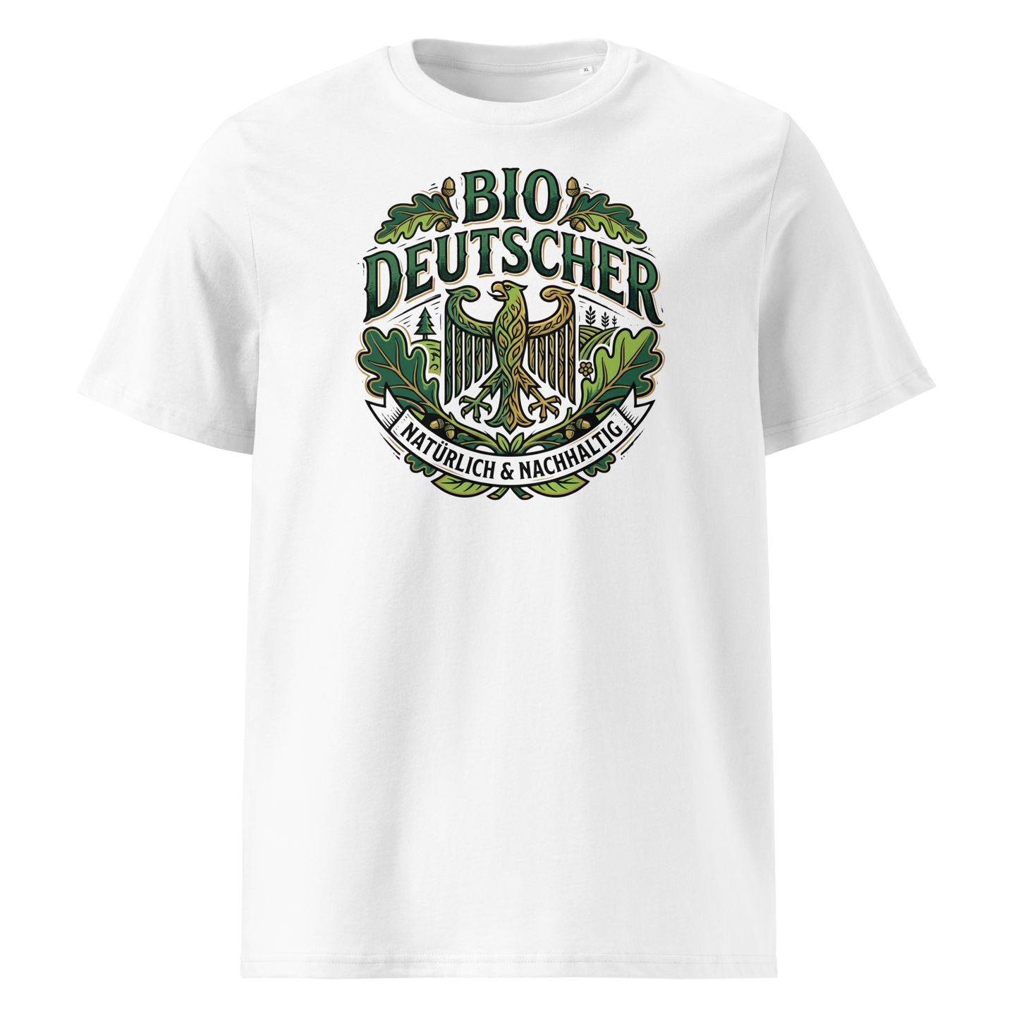  Herren Bio T-Shirt Weiß mit Bio Deutscher Adler Print – GOTS-zertifiziert | TextilRebell