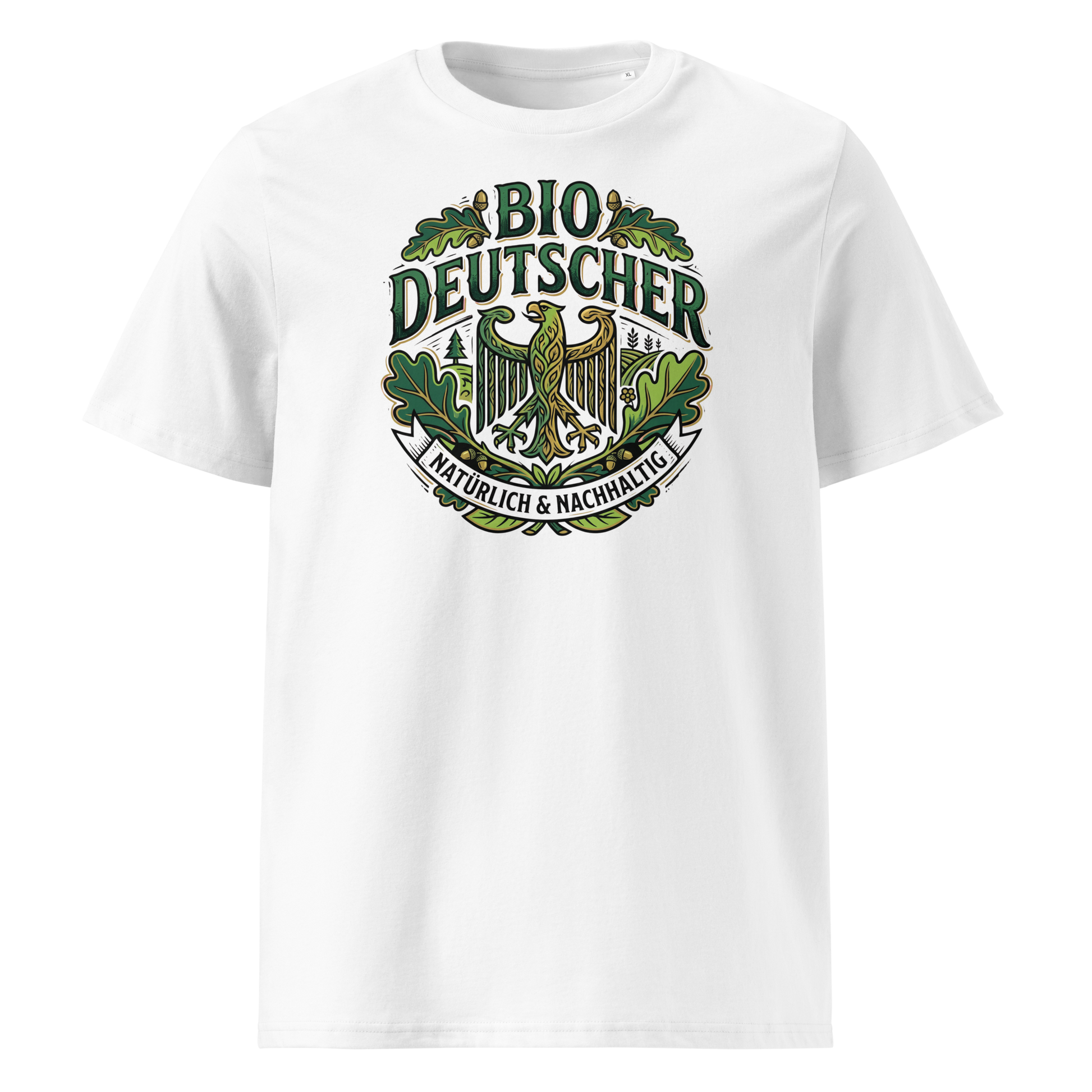  Herren Bio T-Shirt Weiß mit Bio Deutscher Adler Print – GOTS-zertifiziert | TextilRebell