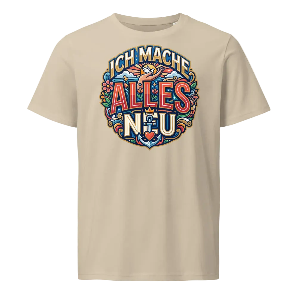 Herren Bio T-Shirt „Alles Neu" in Desert Dust – 100% GOTS Bio-Baumwolle, 155 g/m², normale Passform, S–2XL, faire Produktion | TextilRebell