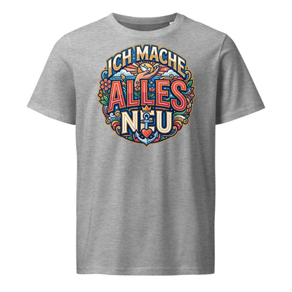 Herren Bio T-Shirt „Alles Neu" in Heather Grau – 100% GOTS Bio-Baumwolle, 155 g/m², normale Passform, S–2XL, faire Produktion | TextilRebell