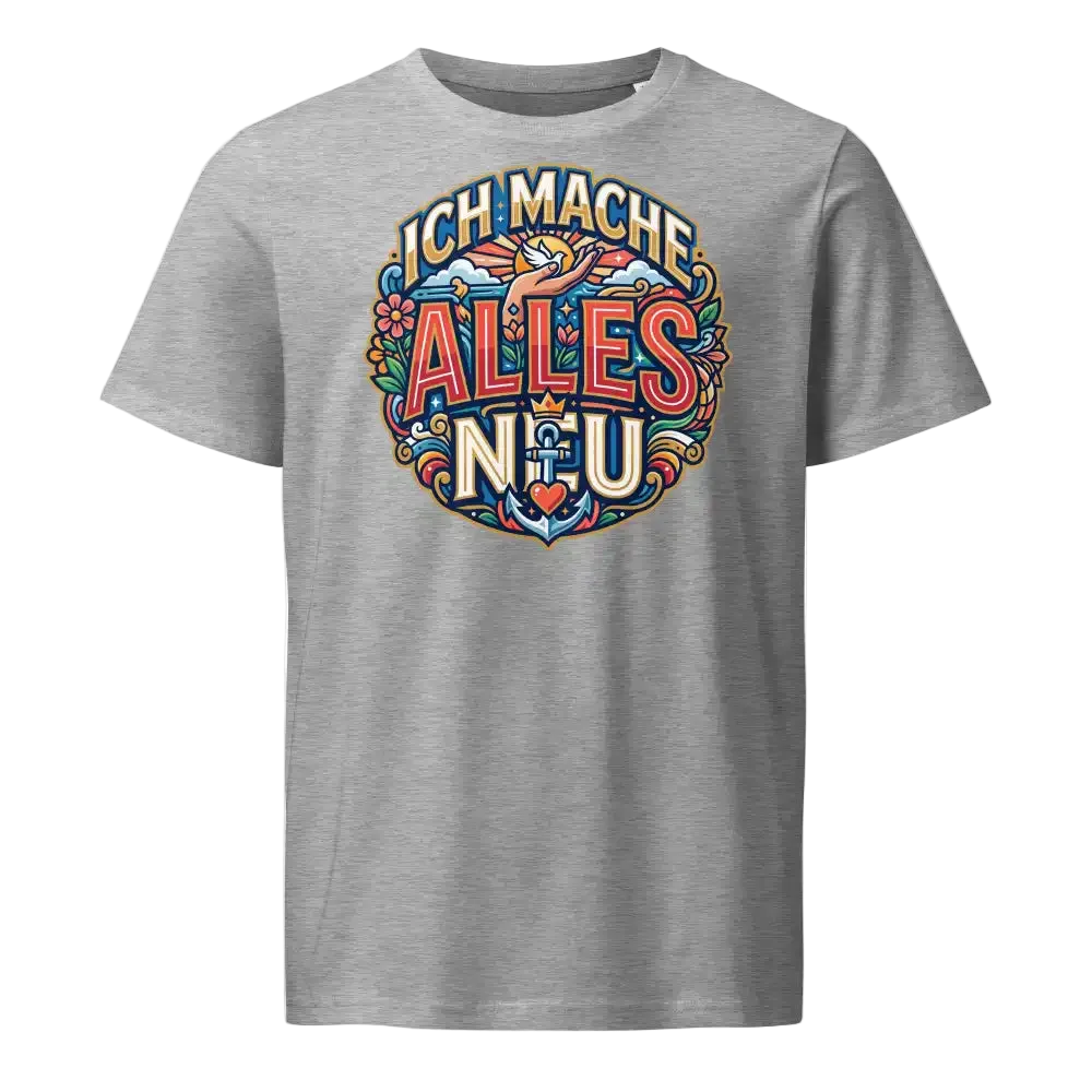 Herren Bio T-Shirt „Alles Neu" in Heather Grau – 100% GOTS Bio-Baumwolle, 155 g/m², normale Passform, S–2XL, faire Produktion | TextilRebell