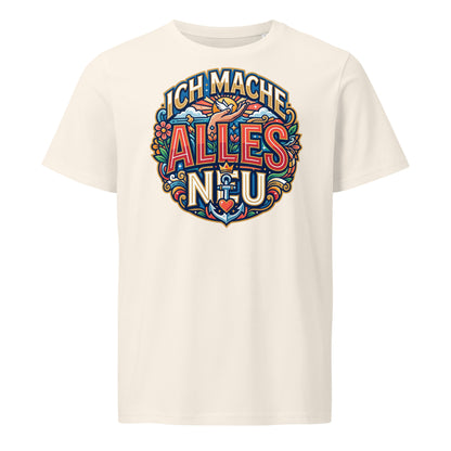 Herren Bio T-Shirt „Alles Neu" in Vintage White – 100% GOTS Bio-Baumwolle, 155 g/m², normale Passform, S–2XL, faire Produktion | TextilRebell