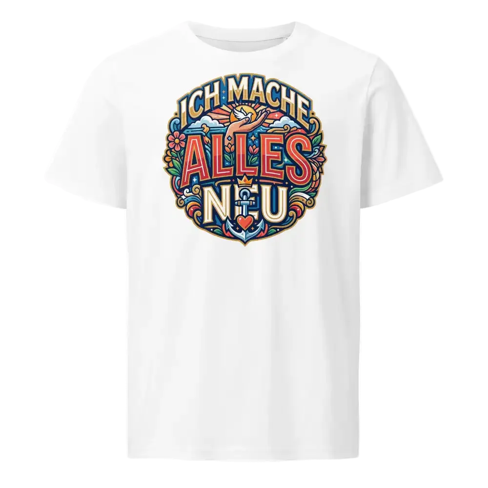 Herren Bio T-Shirt „Alles Neu" in Weiß – 100% GOTS Bio-Baumwolle, 155 g/m², normale Passform, S–2XL, faire Produktion | TextilRebell