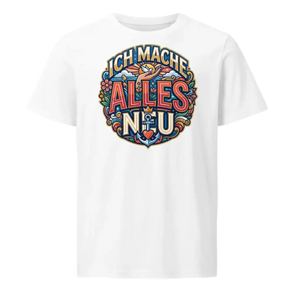 Herren Bio T-Shirt „Alles Neu" in Weiß – 100% GOTS Bio-Baumwolle, 155 g/m², normale Passform, S–2XL, faire Produktion | TextilRebell