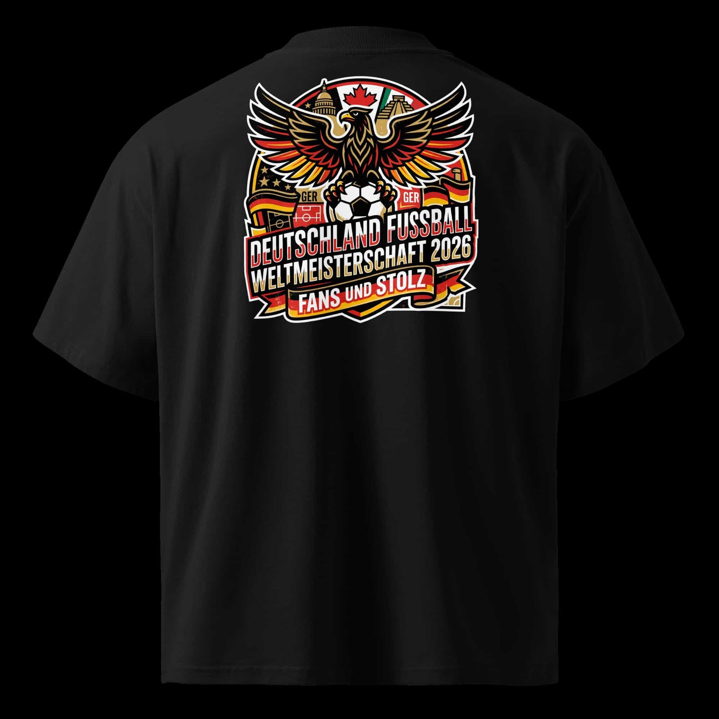Schwarz: Herren Oversized Bio T-Shirt Adler Schwarz von TextilRebell – 100% Bio-Baumwolle, GOTS-zertifiziert