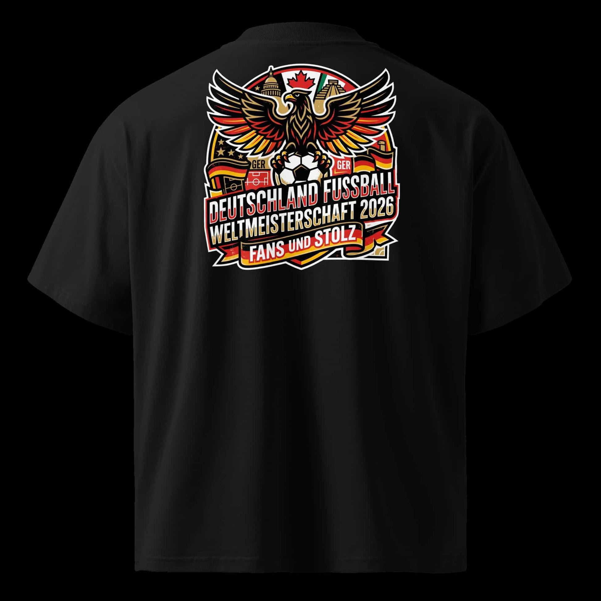 Schwarz: Herren Oversized Bio T-Shirt Adler Schwarz von TextilRebell – 100% Bio-Baumwolle, GOTS-zertifiziert