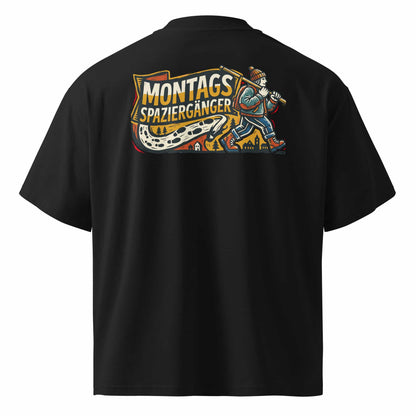 Oversized Herren T-Shirt Schwarz Frontansicht – TextilRebell Montag, 100% Bio-Baumwolle GOTS-zertifiziert
