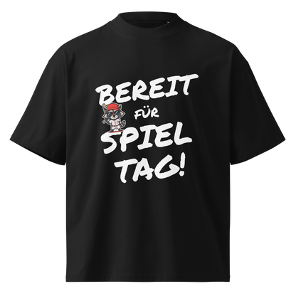 Schwarz: Herren Bio T-Shirt Bereit Schwarz von TextilRebell – GOTS-zertifiziert, Oversized High-Neck, 100% Bio-Baumwolle, nachhaltiger Streetwear-Style