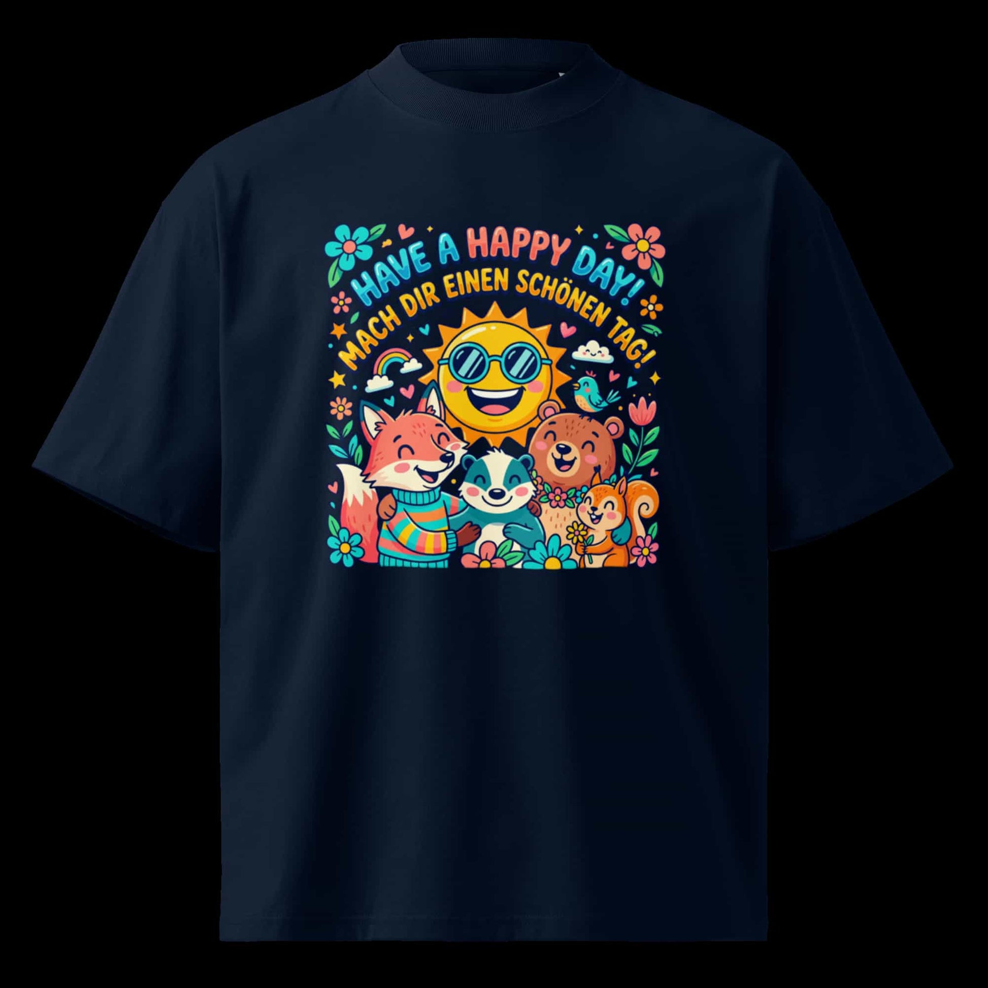 French Navy: „Damen Bio T-Shirt Happy von TextilRebell – Oversized, 100% GOTS-zertifizierte Bio-Baumwolle, nachhaltiger Streetwear-Style"