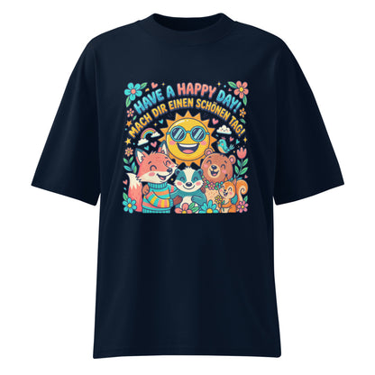French Navy: „Damen Bio T-Shirt Happy von TextilRebell – Oversized, 100% GOTS-zertifizierte Bio-Baumwolle, nachhaltiger Streetwear-Style"