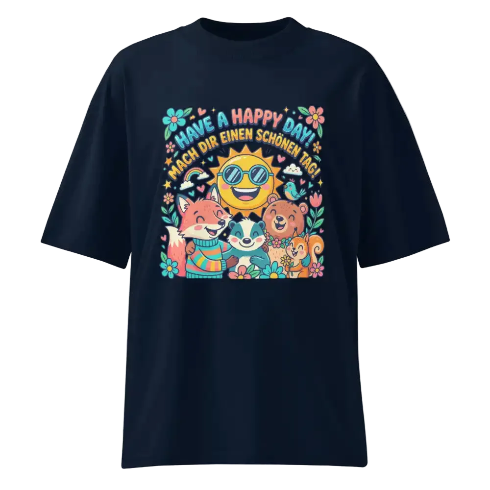„Damen Bio T-Shirt Happy von TextilRebell – Oversized, 100% GOTS-zertifizierte Bio-Baumwolle, nachhaltiger Streetwear-Style"