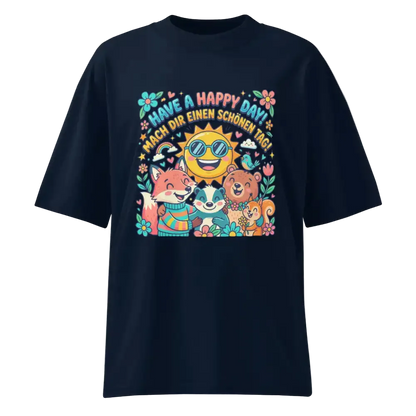 „Damen Bio T-Shirt Happy von TextilRebell – Oversized, 100% GOTS-zertifizierte Bio-Baumwolle, nachhaltiger Streetwear-Style"